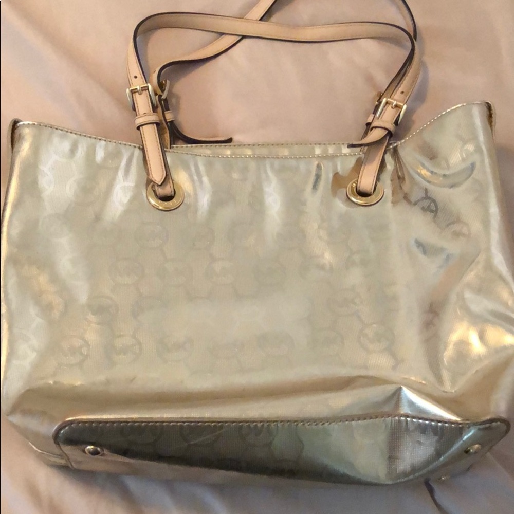 Michael Kors gold handbag tote